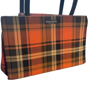 Kate Spade fall black and orange plaid school girl shoulder purse